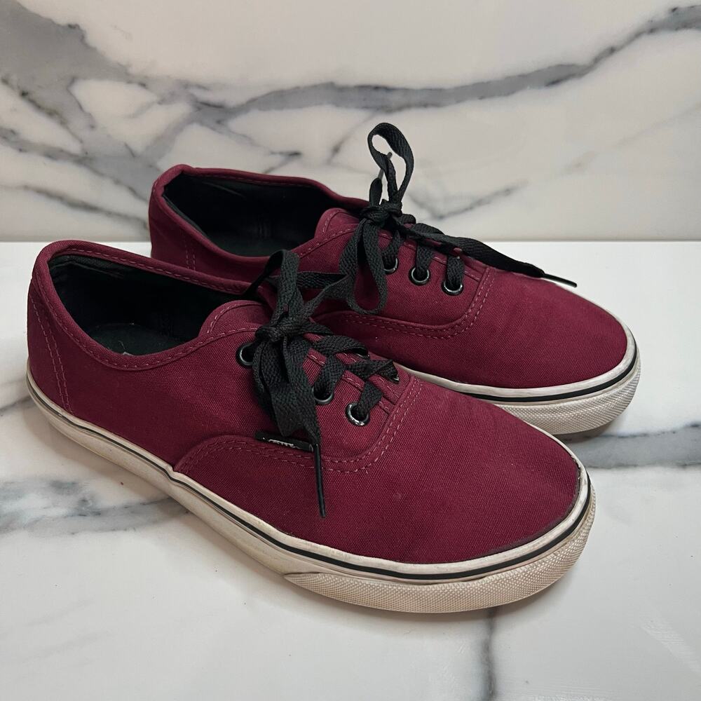 Vans Classic Maroon Black Canvas Off the Wall Skateboard Shoes Mn Sz 6 Wm Sz 7.5